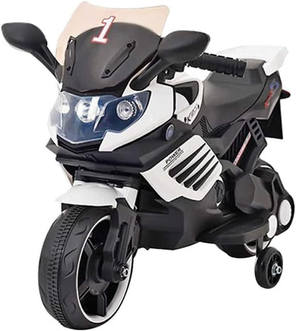 Elektrische kindermotorfiets met ledverlichting - 6V accu-aangedreven mini-sportfiets voor peuters (1-3 jaar) - Witte Kiddocruiser sportfiets voor jongens en meisjes