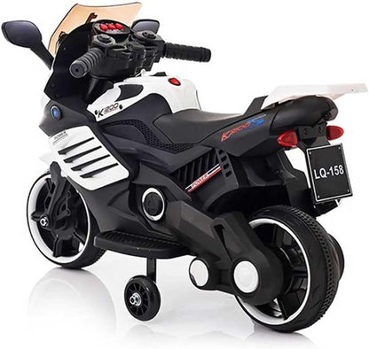 Elektrische kindermotorfiets met ledverlichting - 6V accu-aangedreven mini-sportfiets voor peuters (1-3 jaar) - Witte Kiddocruiser sportfiets voor jongens en meisjes